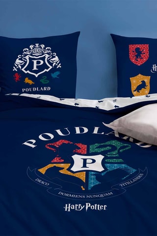 $Parure de lit réversible Harry Potter - Bleu marine et blanc