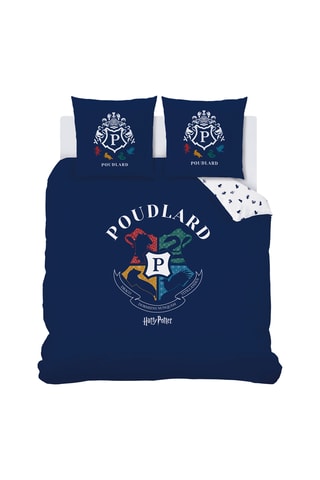 $Parure de lit réversible Harry Potter - Bleu marine et blanc