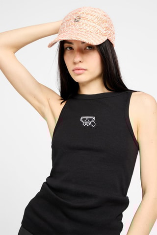 $Casquette en tweed - Orange et blanc