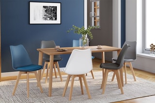 $6 chaises Nordia Blanc, gris, bleu