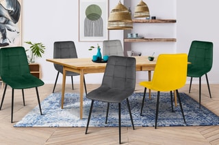 $6 chaises Linda  -  Vert, gris et jaune