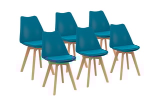 $6 chaises Nordia - Bleu canard et naturel