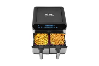 $Friteuse sans huile avec 2 cuves - 2400 W - 9 l