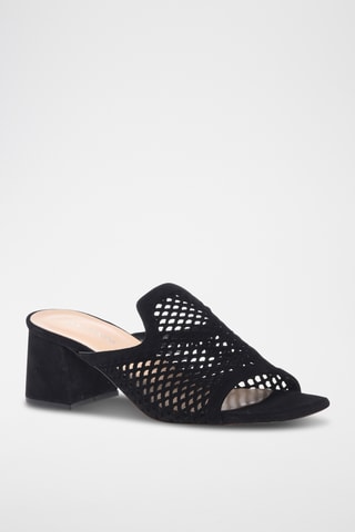 $Mules à talons en nubuck - Noir