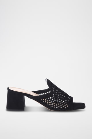$Mules à talons en nubuck - Noir