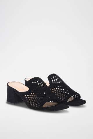 $Mules à talons en nubuck - Noir