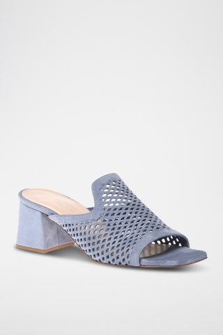 $Mules à talons en nubuck - Bleu