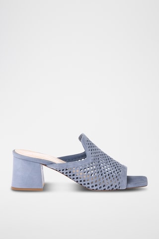 $Mules à talons en nubuck - Bleu