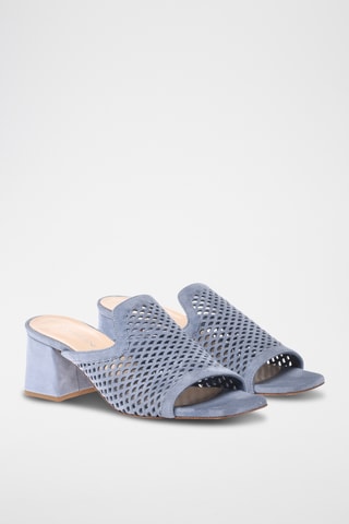 $Mules à talons en nubuck - Bleu