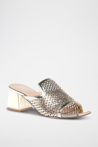 $Mules en cuir à talons - Doré