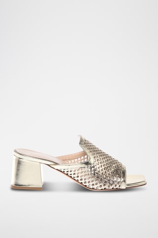 $Mules en cuir à talons - Doré