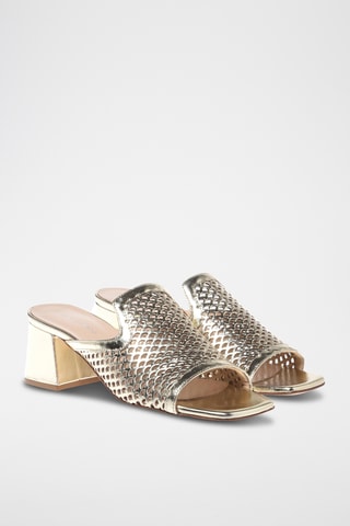 $Mules en cuir à talons - Doré