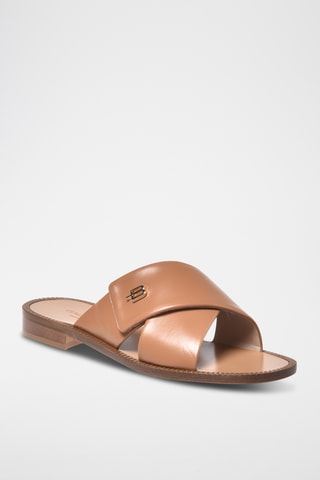 $Mules en cuir - Camel