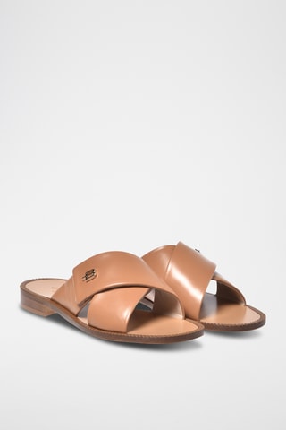 $Mules en cuir - Camel