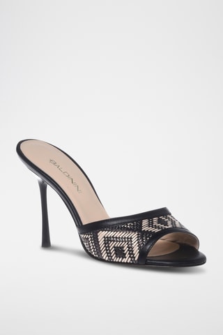 $Mules à talons en cuir - Noir
