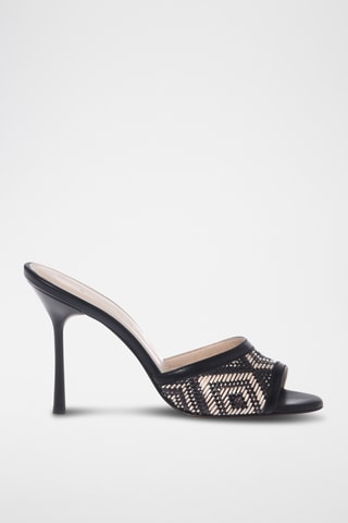 $Mules à talons en cuir - Noir