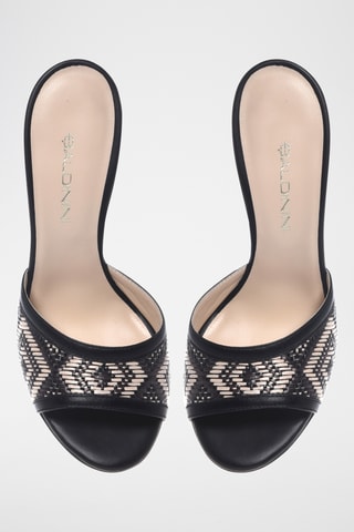 $Mules à talons en cuir - Noir