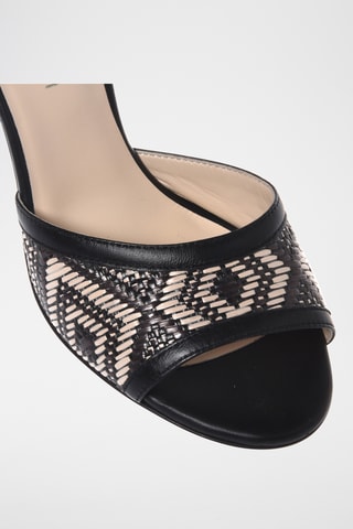 $Mules à talons en cuir - Noir