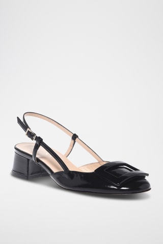 $Sandales à talons en cuir - Noir
