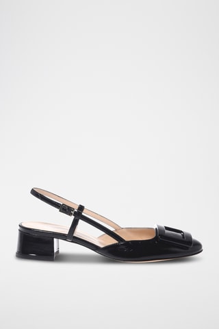 $Sandales à talons en cuir - Noir