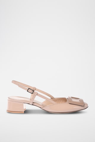 $Sandales à talons en cuir - Beige