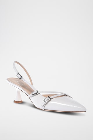 $Escarpins en cuir verni - Blanc