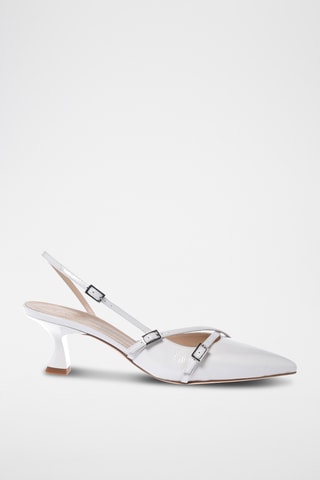 $Escarpins en cuir verni - Blanc