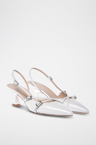$Escarpins en cuir verni - Blanc