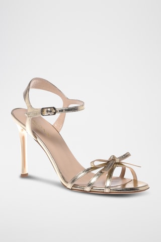 $Sandales à talons en cuir - Doré