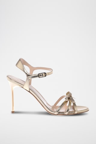 $Sandales à talons en cuir - Doré