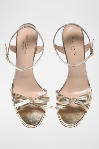 $Sandales à talons en cuir - Doré