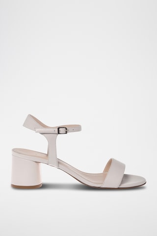 $Sandales à talons en cuir - Blanc