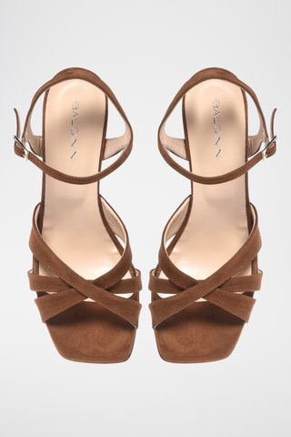 $Sandales à talons en nubuck - Camel