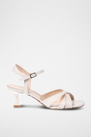 $Sandales à talons en cuir - Blanc