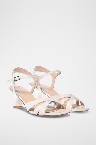 $Sandales à talons en cuir - Blanc