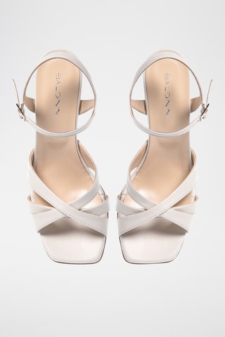 $Sandales à talons en cuir - Blanc