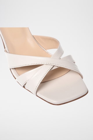 $Sandales à talons en cuir - Blanc