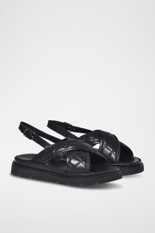$Sandales plateformes en cuir - Noir