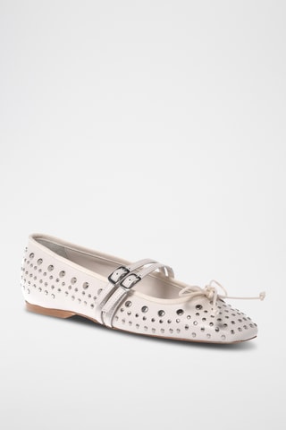 $Babies en cuir - Blanc