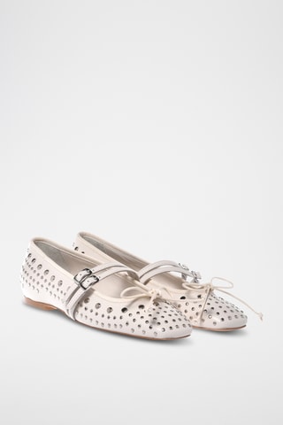 $Babies en cuir - Blanc