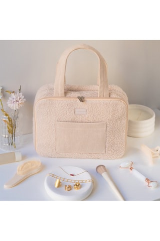 $Trousse de toilette en velours - Beige
