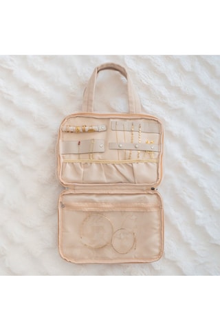 $Trousse de toilette en velours - Beige