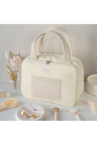 $Trousse de toilette en velours - Beige clair