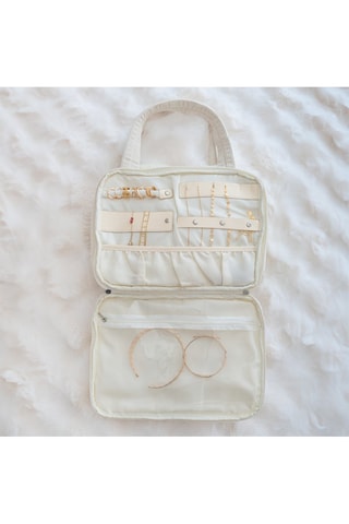 $Trousse de toilette en velours - Beige clair