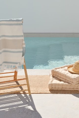 $Fouta de plage - Blanc et vert - 90 x 180 cm