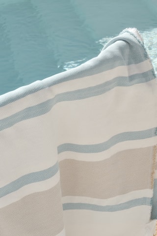 $Fouta de plage - Blanc et vert - 90 x 180 cm