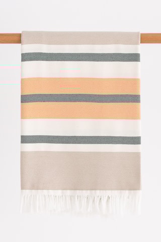 $Fouta de plage - Blanc et beige - 90 x 180 cm