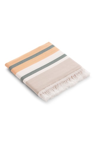 $Fouta de plage - Blanc et beige - 90 x 180 cm