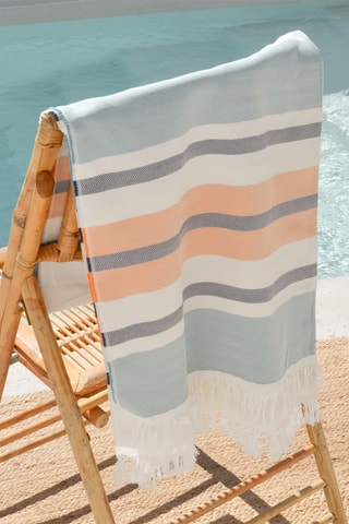 $Fouta de plage - Blanc et ciel - 90 x 180 cm