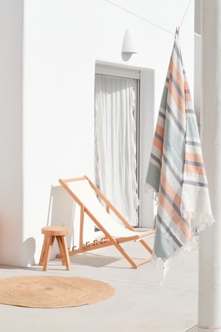 $Fouta de plage - Blanc et ciel - 90 x 180 cm